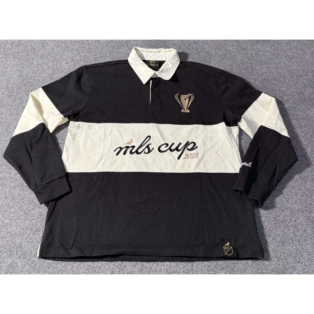 Staple‎ MLS Cup 2023 Columbus Crew Men's Striped Rugby Polo Shirt Long Sleeve XL